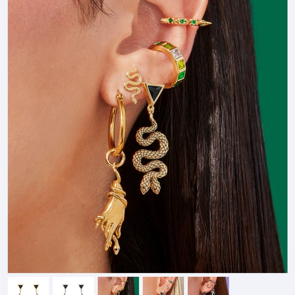 Little Rooms Gold Twin Snake Earrings - Picture 2 of 3